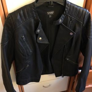 Topshop Faux Leather Biker Jacket size 6